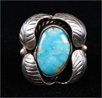Navajo Sterling Silver & Turquoise  Shadowbox Ring