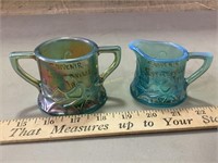 Estherville sugar and creamer iridescent souvenirs