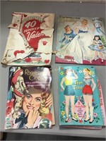 Paper dolls, coloring book, old valentines in