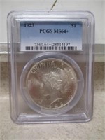 1923 PCGS MS64+ Graded Peace Silver Dollar