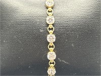 14kt Gold  Mexico w/ CZ Tennis Bracelet, 
TW 6.5g