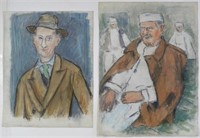 LOT 2 GENRE CHARACTER VINTAGE  PORTRAIT DRAWINGS