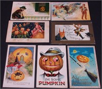 13 vintage Halloween postcards featuring