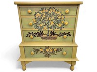 Folk Art Painted 4 Drawer Nightstand