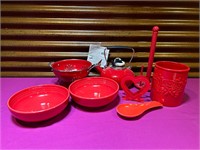 Chantel Red Tea Kettle, Fiesta Pasta Bowls ++