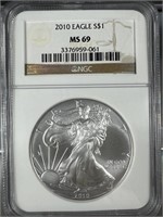 2010 Silver Eagle NGC MS69