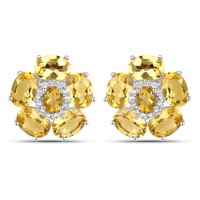 Plated 18KT White Gold 8.66ctw Citrine and Topaz E