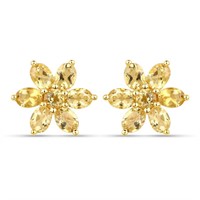Plated 18KT Yellow Gold 2.12ctw Citrine Earrings