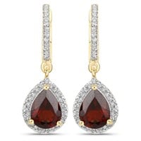 Plated 18KT Yellow Gold 2.60ctw Garnet and White T