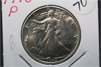 1945-P UNC Walking Liberty Silver Half Dollar