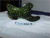 Fenton Glass Green Shoe Approx. 6" Long