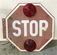 Vintage double sided lighted railroad stop sign