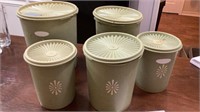 5 pieces vintage Tupperware canisters. Largest