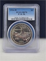 1994-W P.O.W Silver Dollar PCGS MS70