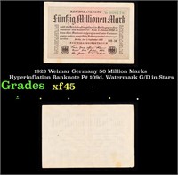 1923 Weimar Germany 50 Million Marks Hyperinflatio