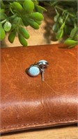 Sterling Silver and Larimar Stud Earrings. 2 Pair