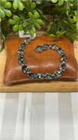 Sterling Silver and Green Mosaic Tennis Bracelet.