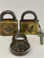 3 VINTAGE PADLOCKS