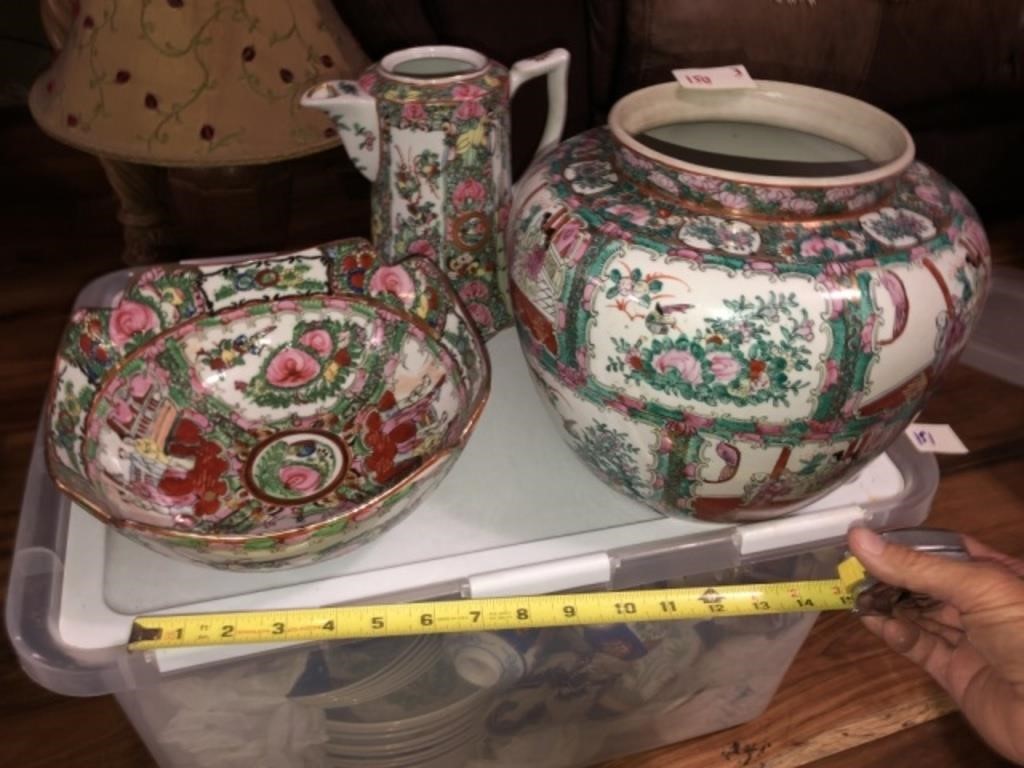 Oriental Decorator Bowl ~ Vase & Pitcher