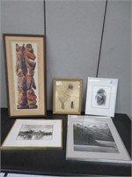 5 FRAMED PRINTS OF VARIOUS SUBJECTS / SCENES