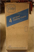Vntg Virtue Steel Folding Chairs in Box