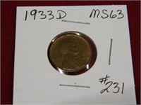 1933D Lincoln Cent - MS63