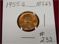 1955s Lincoln Cent - MS63