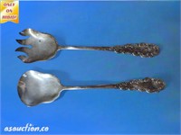 Silver plated serving fork and spoon set silver