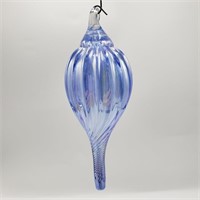 Stretched Blue Art Glass Christmas Ornament