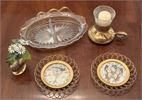 Mixed Vintage Lot with Butterfly Coasters, Brass