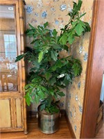 Lg Faux Tree in Brass Planter