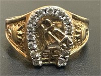 Stamped 18k.g.e.r.s.c. Horse Ring Sz.12.5