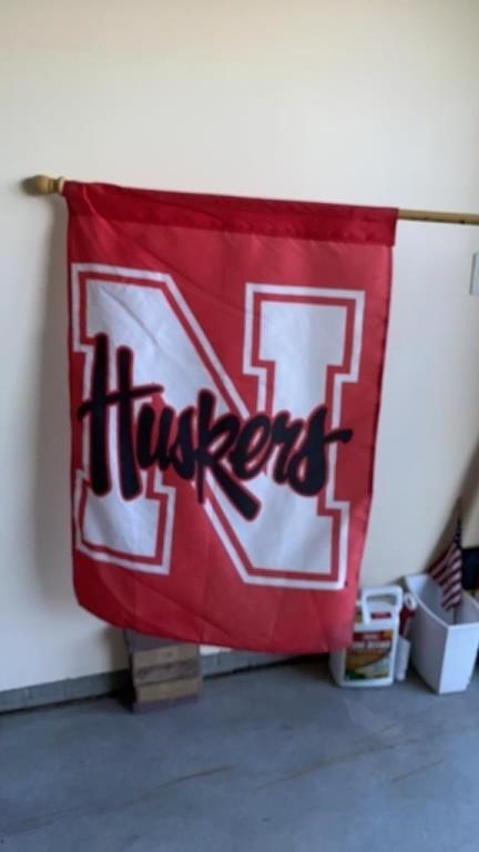 Nebraska Huskers Flag on Pole