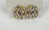 PAIR 14K YELLOW AND WHITE GOLD EARRINGS