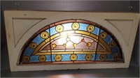 Antique stained & leaded glass window with