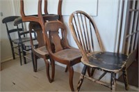 (6 PCS) ASSORTED CHAIRS - 3 CANE SEATS & 3 WOOD