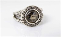 David Yurman Smokey Quartz Halo Ring, Sterling