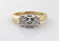 14K White/Yellow Gold Three-Diamond Ring