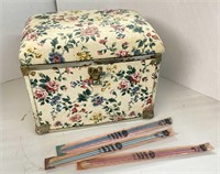 Vintage Sewing Box w/ Knitting Needles
