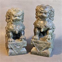 Carved Jade Fu Dogs -Asian Sculpture