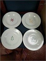 Set of 4 Pottery Barn Christmas plates