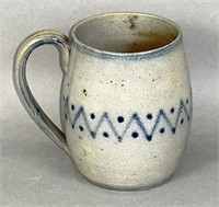 Cobalt decorated stoneware mug ca. 1885; thinly