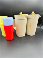 Vtg Tupperware Pitchers and Plastic Stacking Cups