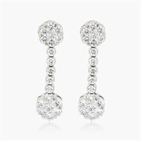 14K WHITE GOLD 3.00CT DIAMOND EARRINGS