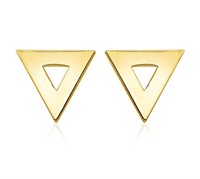 14k Gold Polished Open Triangle Post Earrings