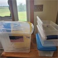 Sm. Totes & Plastic Baskets - some totes have lids