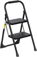 EFFIELER 2-Step Ladder  Wide Pedal  Black