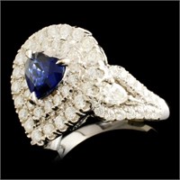 0.85ct Sapphire & 1.43ctw Diam Ring in 18K Gold