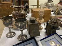 MIX ANTIQUE SILVER PLATE / OIL LAMPS