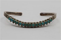 Vintage Navajo Sterling Silver Turquoises Cuff